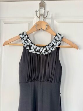 Black Windsor Maxi Dress with Embellished Halter Neck and Open Back